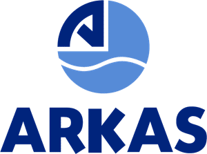 Logo Arkas sur fond noir.